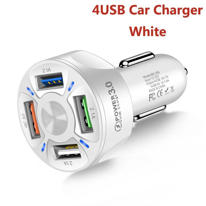 4 USB Charger White